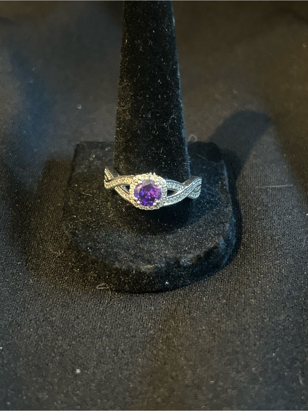 Ring Bomb Party Silver Purple Halo Cocktail Ring